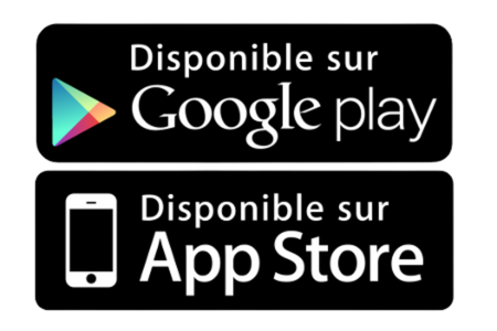 Visuel présentant les logos Disponible sur Google play et Disponible sur AppStore.